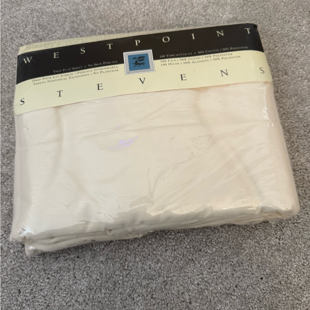 West Point Cream Twin Flat Sheet brand new
